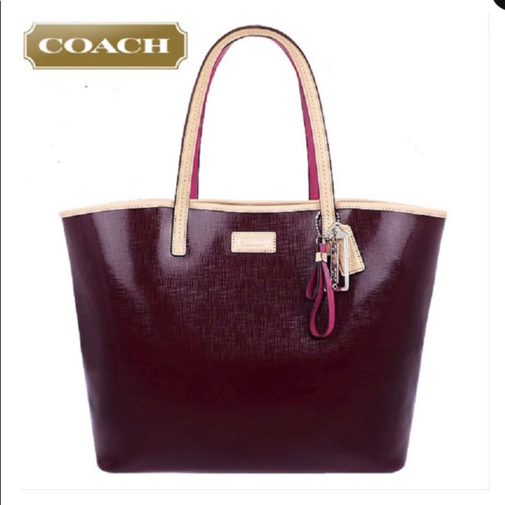 Burgundy Coach Leather Tote